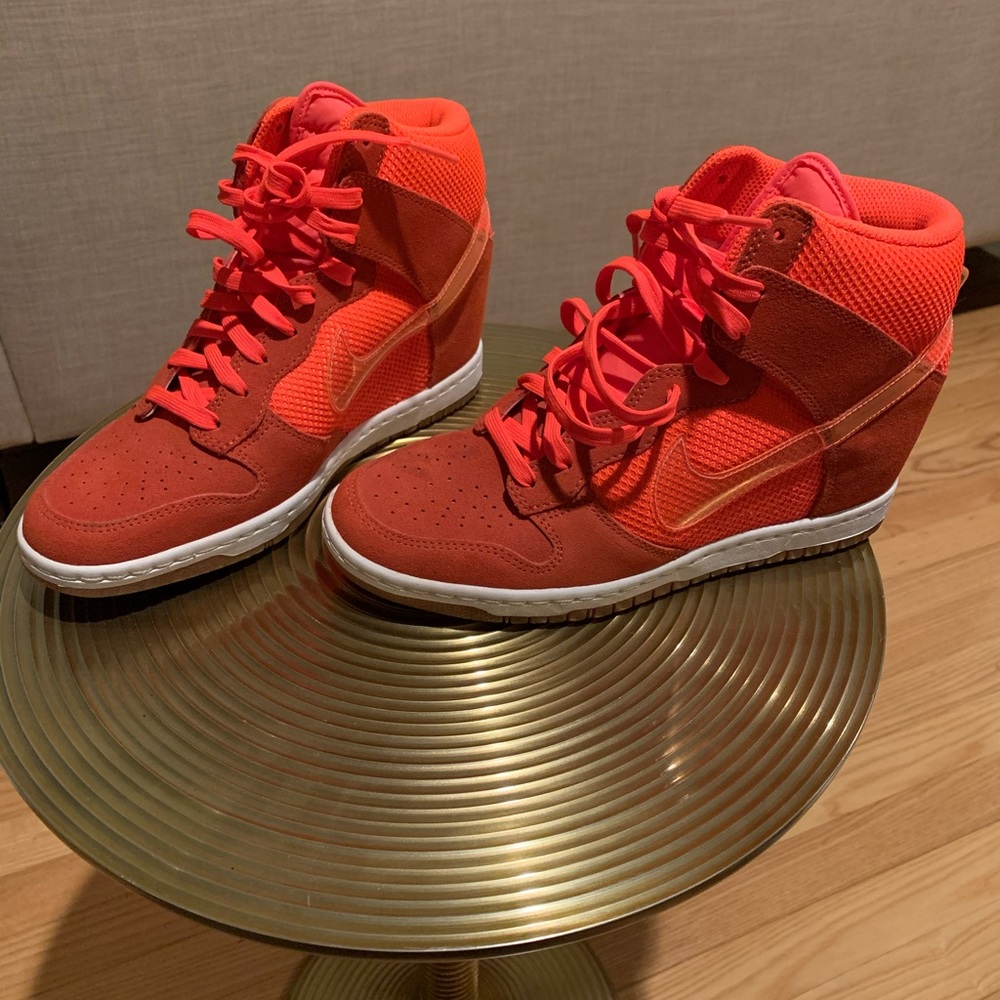 Orange High Top Nike Wedge Sneaker
